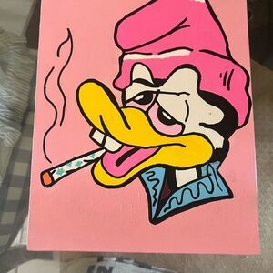 Vibrant duck Pink Cartoon Art